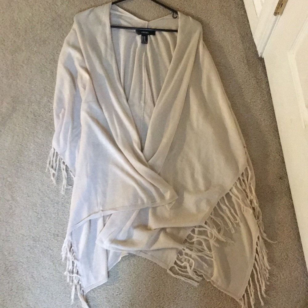 Tan forever 21 cardigan with fringes at the bottom